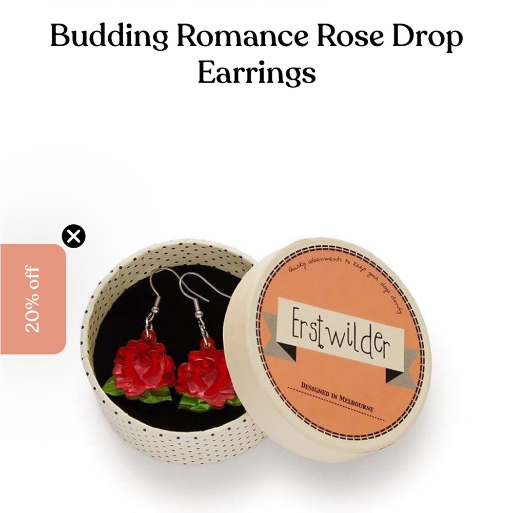 Erstwilder (Austrian Designer) Rose bud drop Earrings (SOLD OUT)